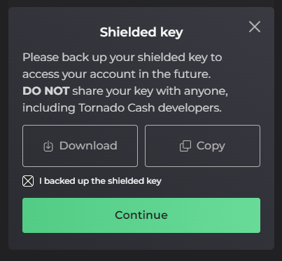 Shielded key backup