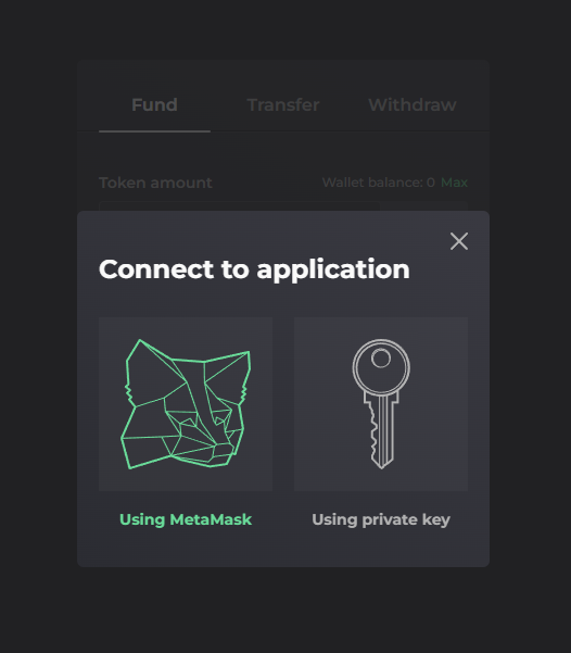 Select MetaMask connection